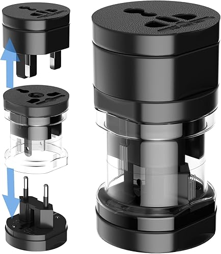 EFISH Convertidores de corriente de viaje 3 en 1, adaptador de enchufe internacional, adaptador de corriente universal mundial, esenciales de viaje