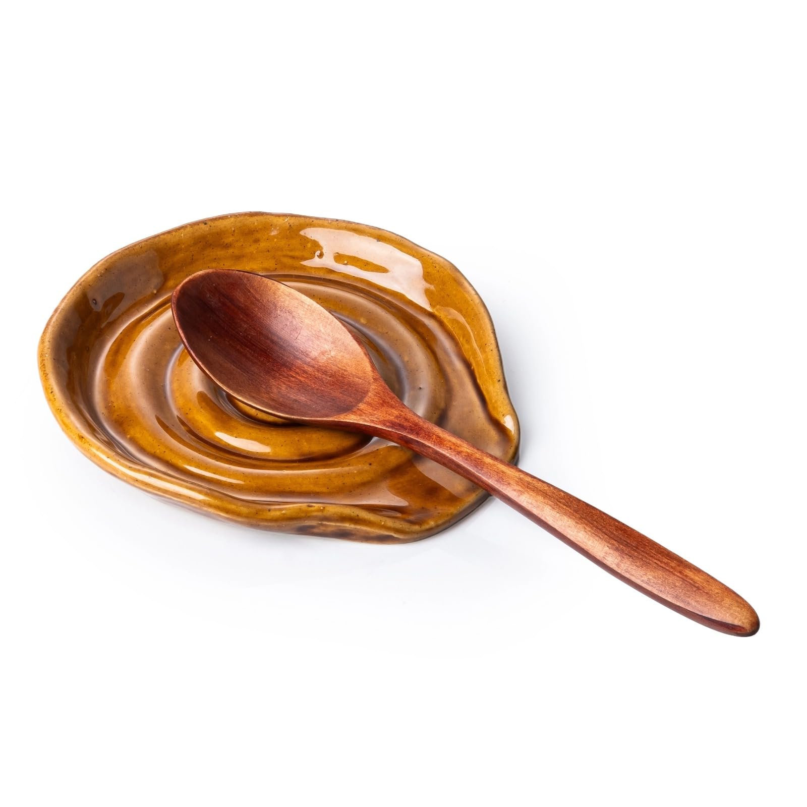 Besmeety 13 cm Löffelablage Keramik, Kochlöffelablage, Kochlöffelhalter, Spoon Rest, Kochlöffel Halter, Löffelhalter (Antikkupfer)
