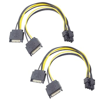 Dual SATA 15 PIN to ATX 8PIN6+2 Adapter GPU Power Cable 8.7in/22.0cmPack of 2