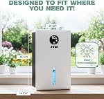 HHI Déshumidificateur pour Maison, Capacité 65 Oz, Zone de Couverture 350 pi², Fonction Arrêt Automatique, Déshumidificateur Ultra Silencieux pour Salle de Bain, Placard et Petite Chambre, 7 Lumières LED Colorées, 2L (Blanc)