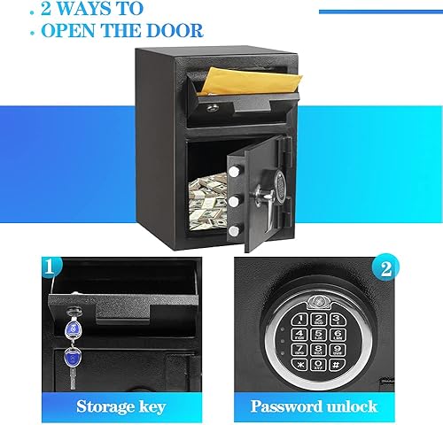 Miniatura 3 de Greenvelly Caja fuerte de depósito de 80 libras con ranura para caída, 2.6 Cub antirrobo con cerradura electrónica para el hogar, oficina, hotel (2