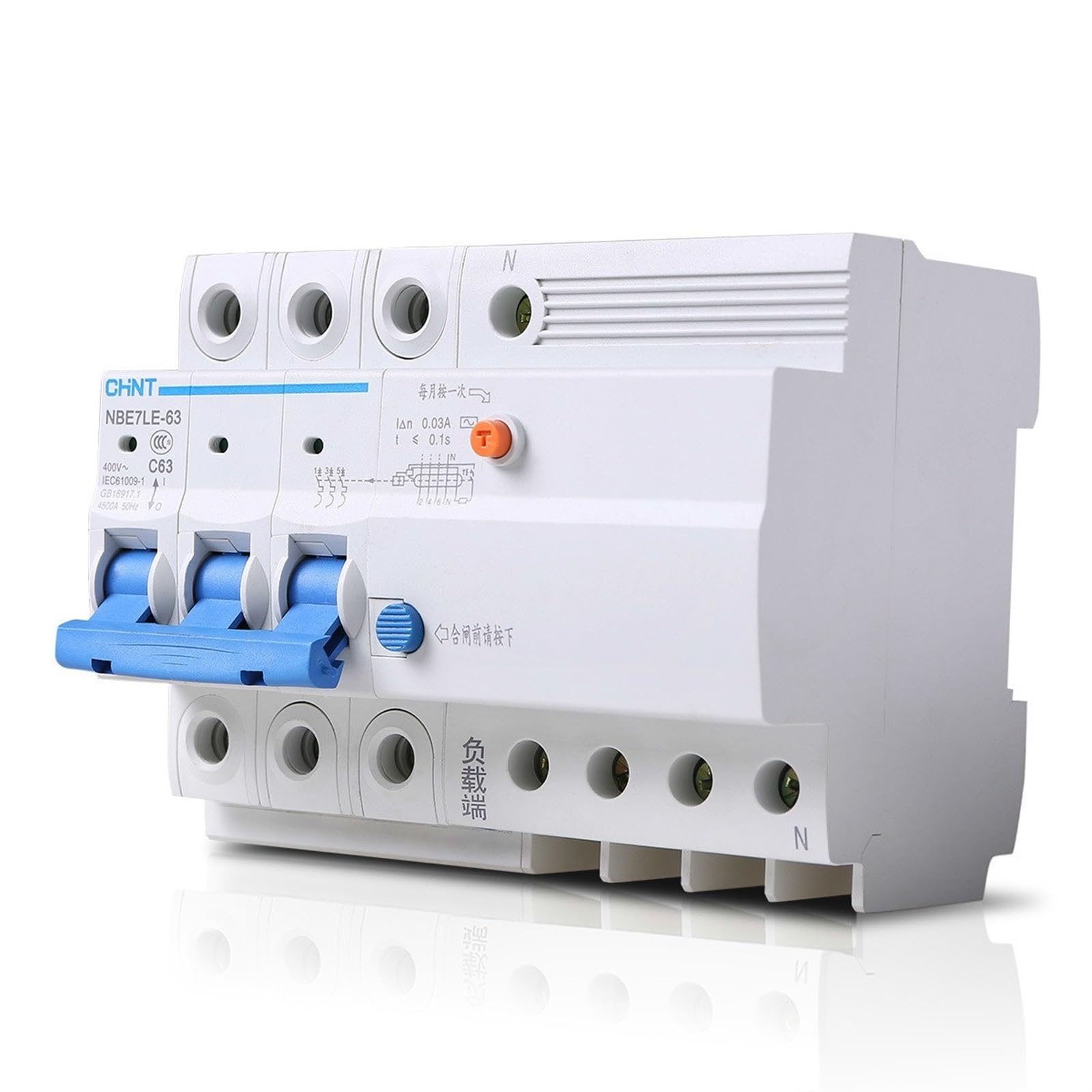 LHNBGTUIW Leakage Protector NBE7LE 3P + N 16A 20A 25A 32A 40A 63A Small Circuit Breaker Air Switch(40A)