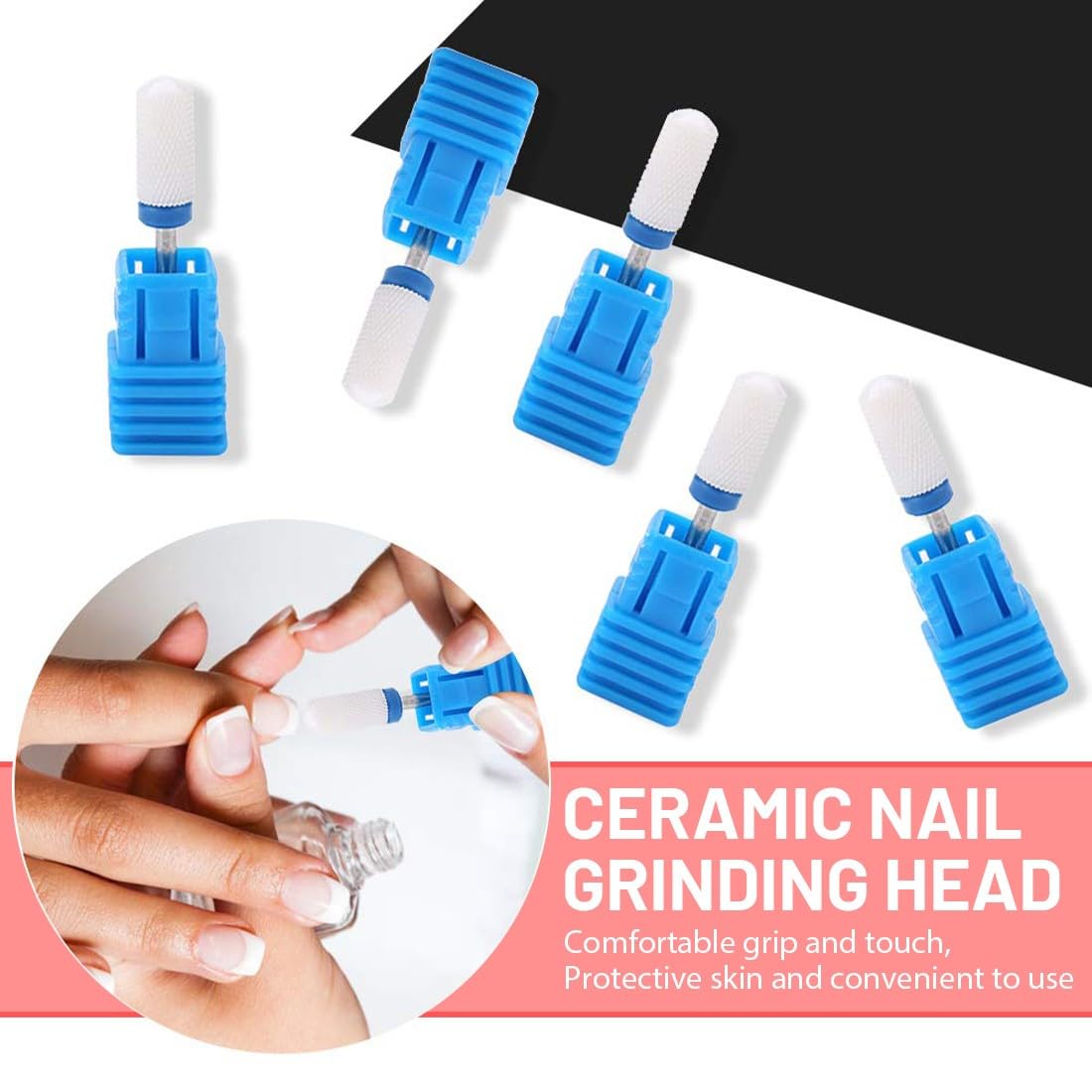 4 Pezzi Punte Fresa Unghie In Ceramica Per Manicure Pedicure Professionale, Set di punta levigatrice unghie, Punta Fresa Rimozione Gel, Fresa Per Cuticole E Unghie Naturali O Ricostruite