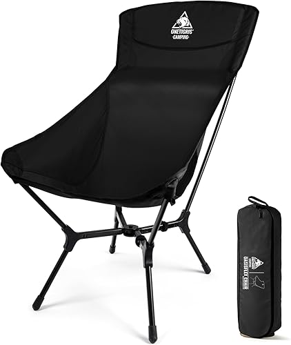 Miniatura 1 de ONETIGRIS OasisFlex - Silla de campamento, silla plegable de respaldo alto con bolsa de transporte, ideal para camping, playa, picnic, parque,
