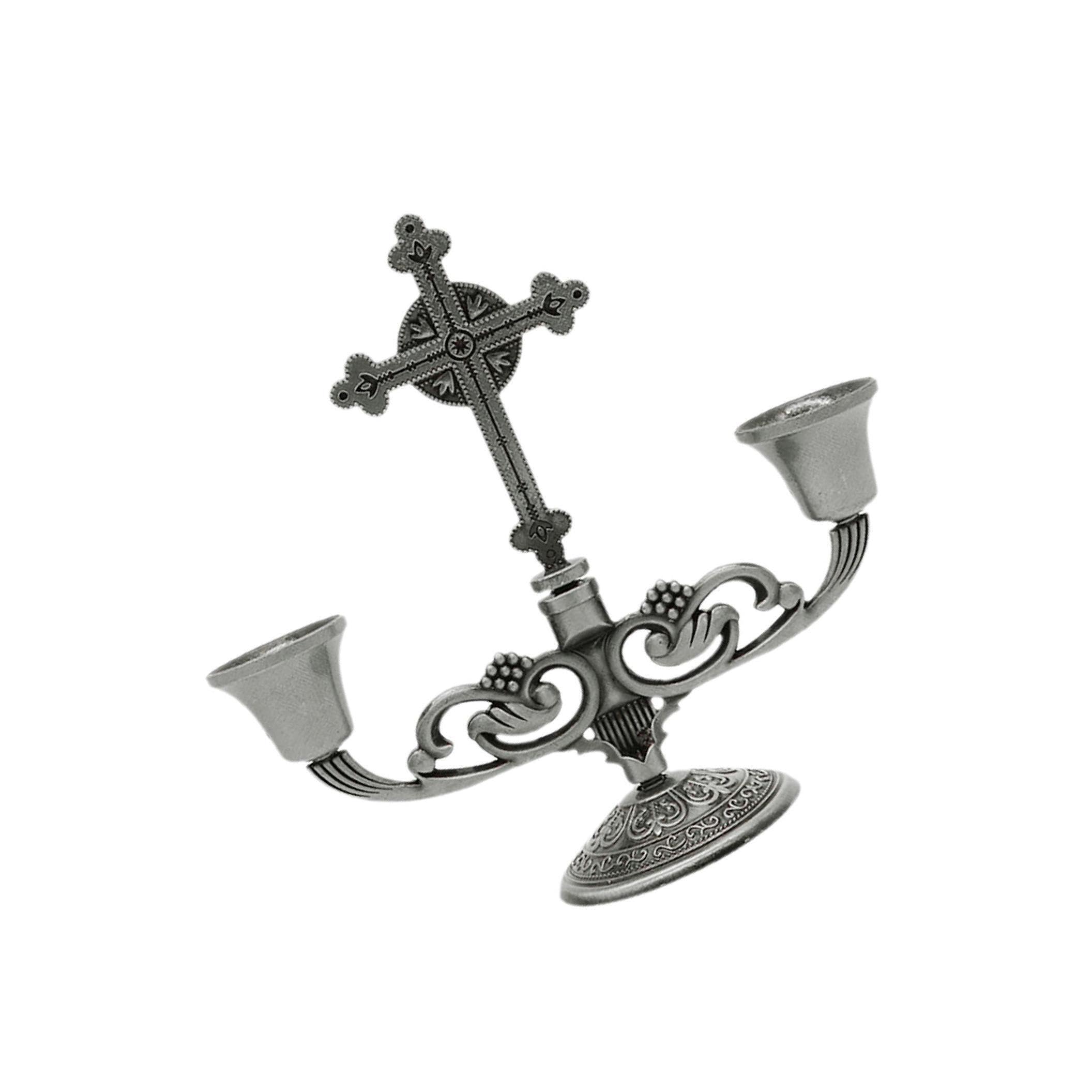 Zambuph Stylish Retro European Candle Stick Holder with Elegant 2- Candelabra Stand Candlestick Decoration, Silver, 13.5x13cm
