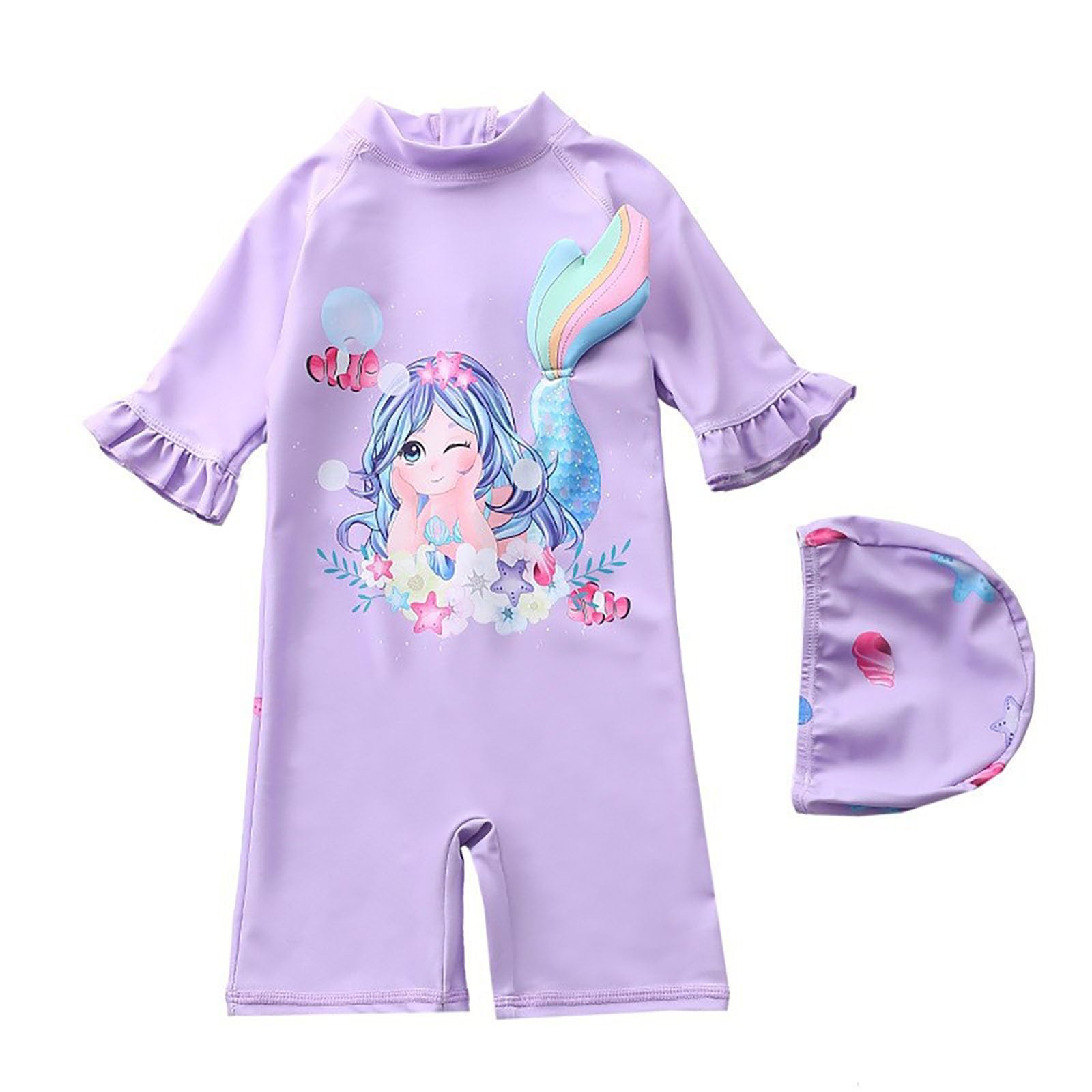 Generisch Bañador para niña con volantes para niños pequeños, niños y adolescentes, traje de baño para playa y mar