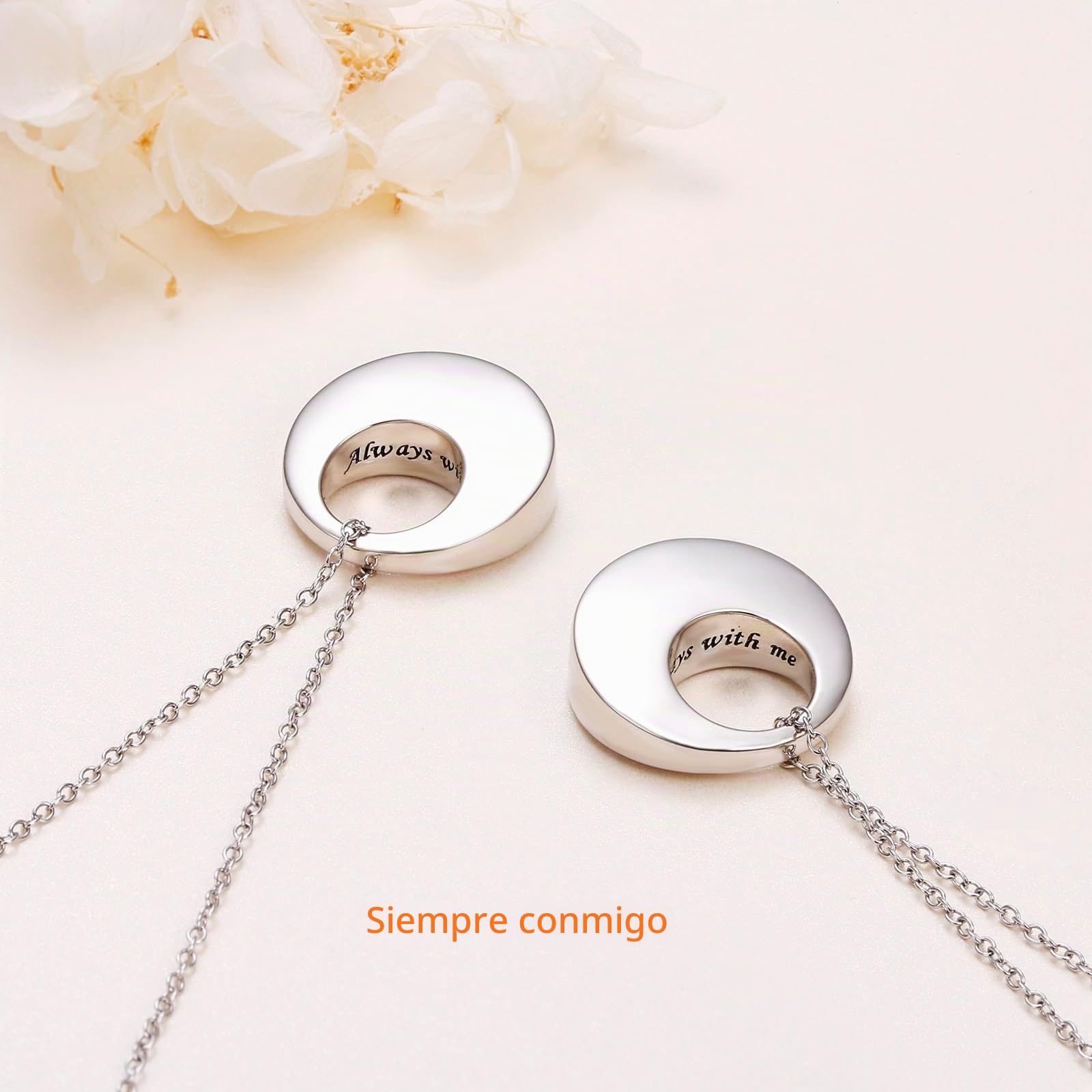Flyow Collares de urna para cenizas para mujer, joyería de cremación, plata de ley 925, colgante conmemorativo de eternidad, longitud ajustable