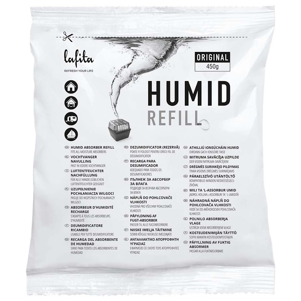 vidaXL Lafita Recharges pour absorbeur d'humidité 36 pcs 450 g, Recharge pour piège à humidité, Sac de Recharge, Recharge pour dissolvant de Condensation