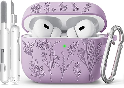 Miniatura 31 de Funda para Airpods Pro 3, Fundas con Grabado de Flores para Apple AirPods Pro de 3ª Generación 2025, Funda de Silicona Suave para Hombres y Mujeres