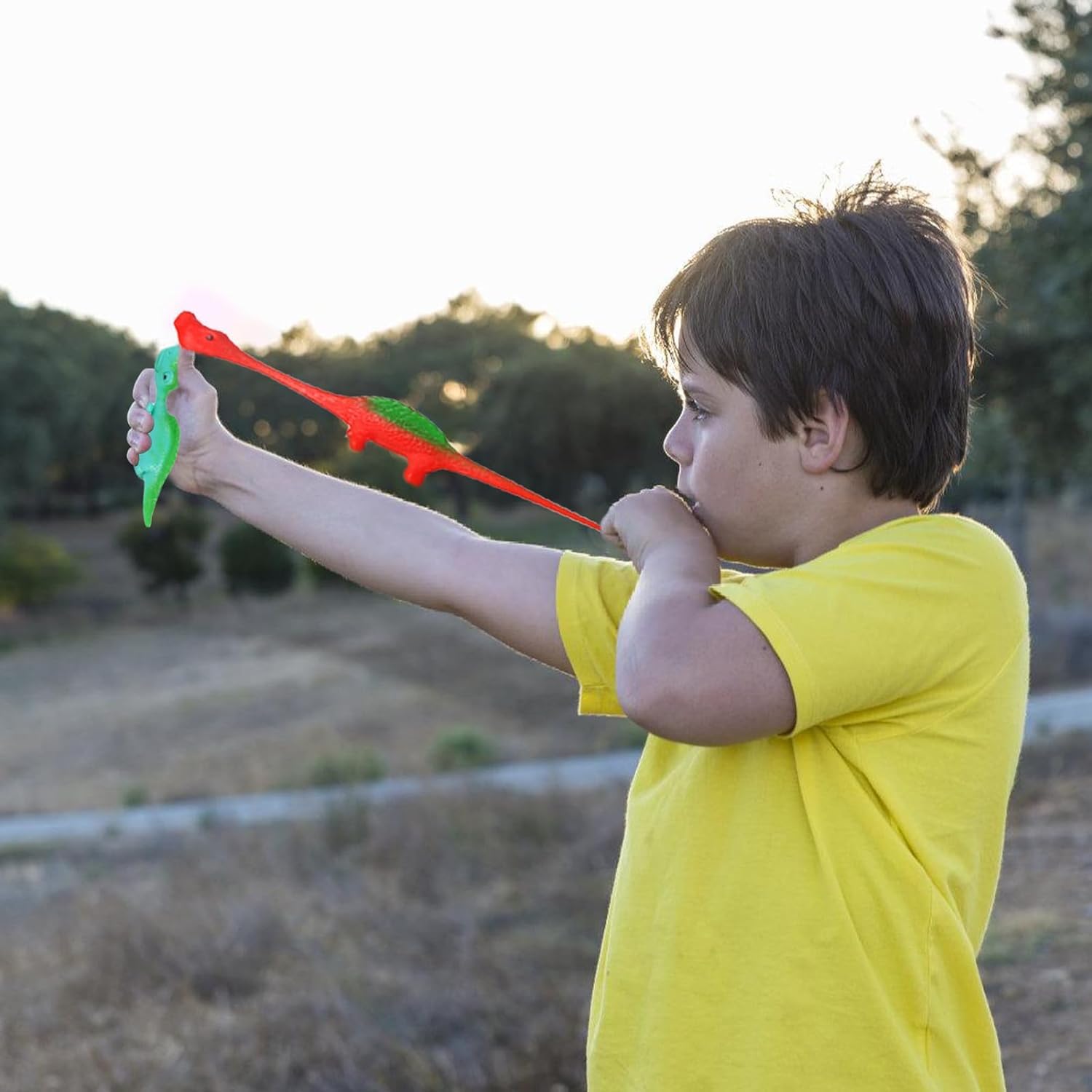 20 Stück Schleuder Dinosaurier Finger Spielzeug, Elastischer Fliegender Finger-Dinosaurier Schleuder, Slingshot Dinosaur Finger Toys, Weich Katapult-Spielzeug, Zufällige Farbe (20)