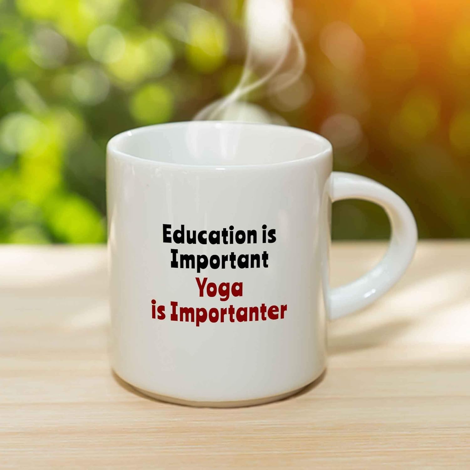Yoga is Importanter Coffee Mug - Funny Fitness Gift, Ceramic Cup, Christmas/Birthday Present