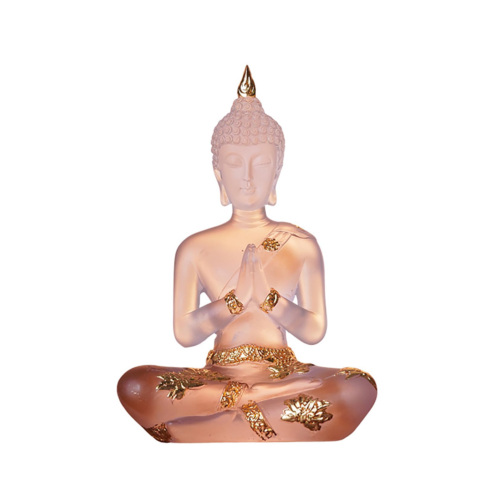 NNYCC Crystal Resin Buddha Statue Indoor Meditation Decor,Thai Sitting Buddha Figurine Spiritual Gifts for Tabletop Zen,White,S