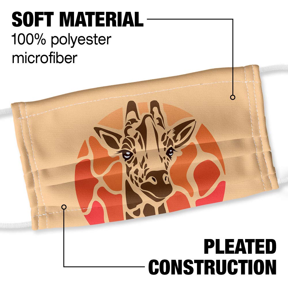 Popfunk Giraffe Orange Circle 1-Ply Reusable Face Mask Covering with Adjustable Nose Wire, Unisex