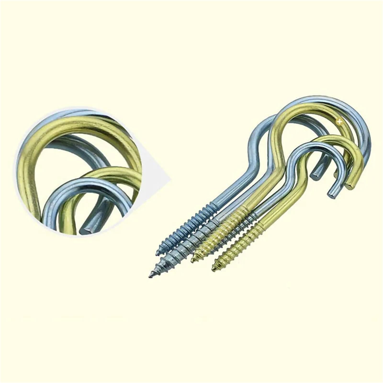 Einschraubhaken， 100 Stück selbstschneidende Schraubhaken, Messing, verzinkt, mehrfarbig, verschiedene Größen, for den Innen- und Außenbereich(Color2,16#)