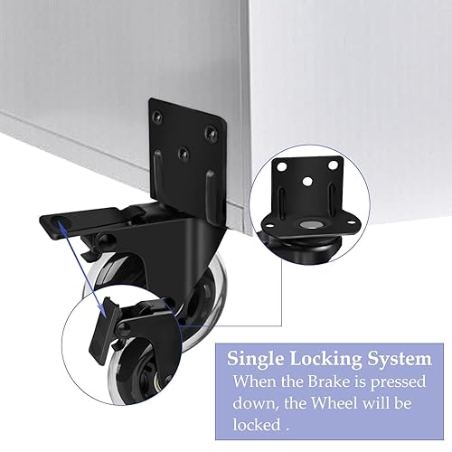 Miniatura 4 de Hirate Ruedas de muebles de 3 pulgadas, ruedas de freno de 360 grados, ruedas giratorias resistentes con placa de montaje en forma de L, adecuadas