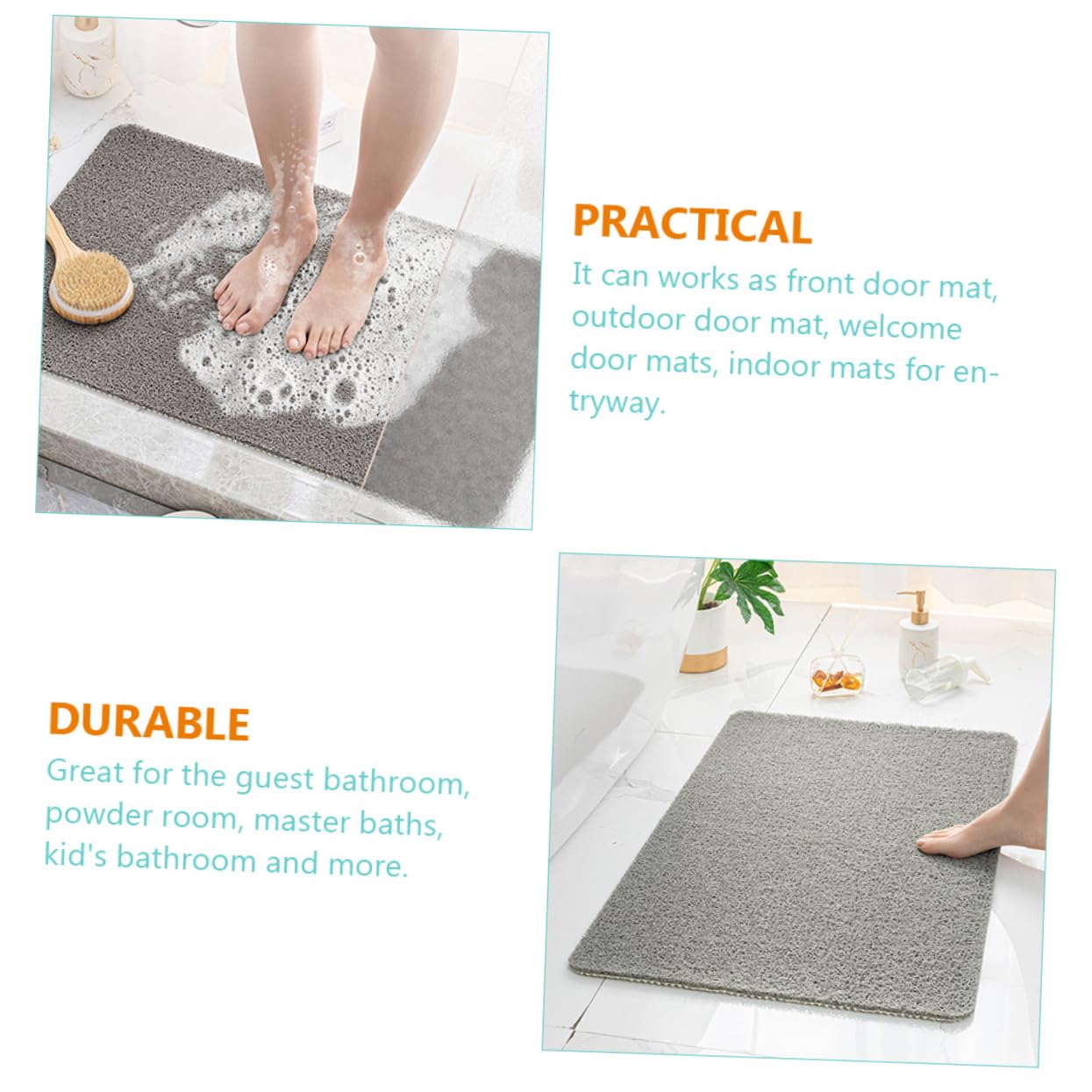 Alfombra de Baño Antideslizante de PVC para Interiores