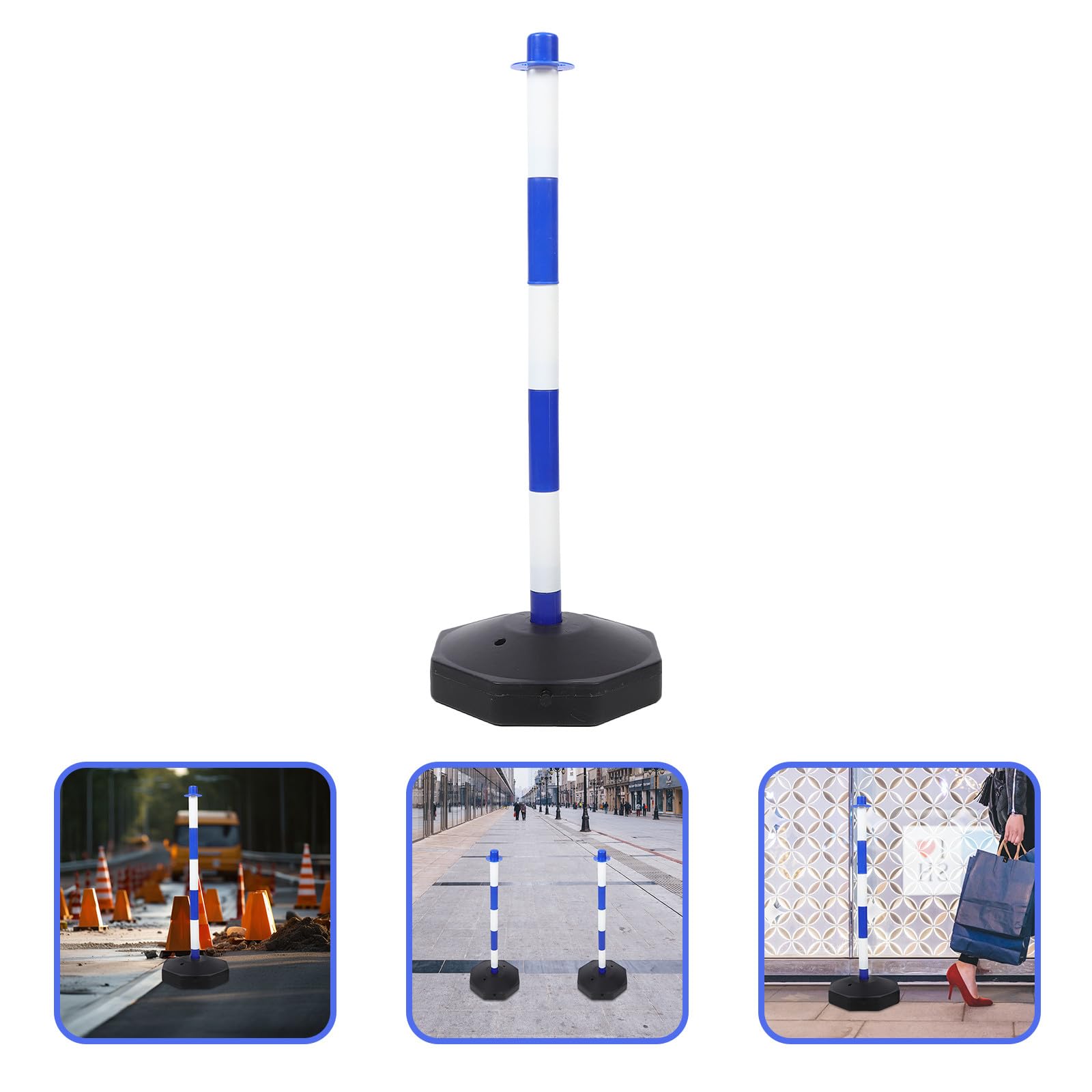 Cono de Señalización Vial Rellenable Agua, Columna de Advertencia en Tonos Azul, Poste Delineador Portátil para Control de Tráfico y Barreras de Seguridad en Exteriores