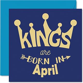 Birthday Cards for Men Him - Kings Are Born In April - Happy Birthday Cards for Husband Boyfriend Dad Papa Son Brother Pop Pops Uncle Grandpa Friend, 5.7 x 5.7 Inch Humor Greeting Cards Gift Ideas