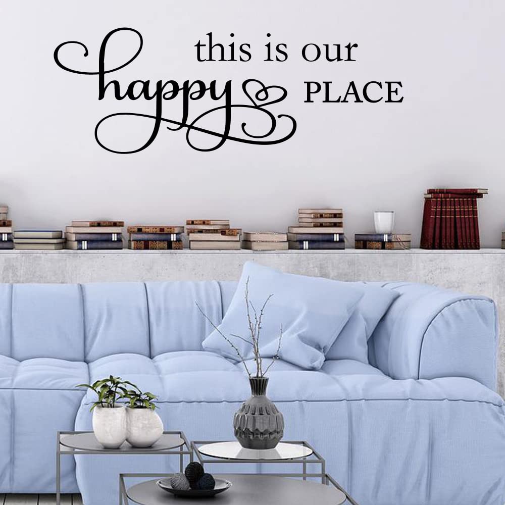 Fencosyn 'This is Our Happy Place' rzeźbione litery naklejka ścienna słodki cytat winyl sztuka ścienna napis dekoracja domu