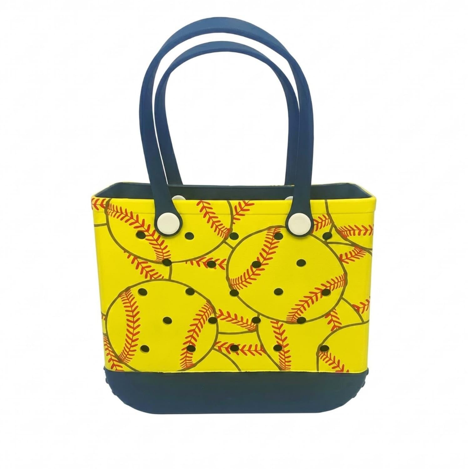 ujeavette Waterproof EVA Tote Bag Washable Printed Beach Bag Baseball Print Carryall Navy Handles, Small 38-14-32-picture-12
