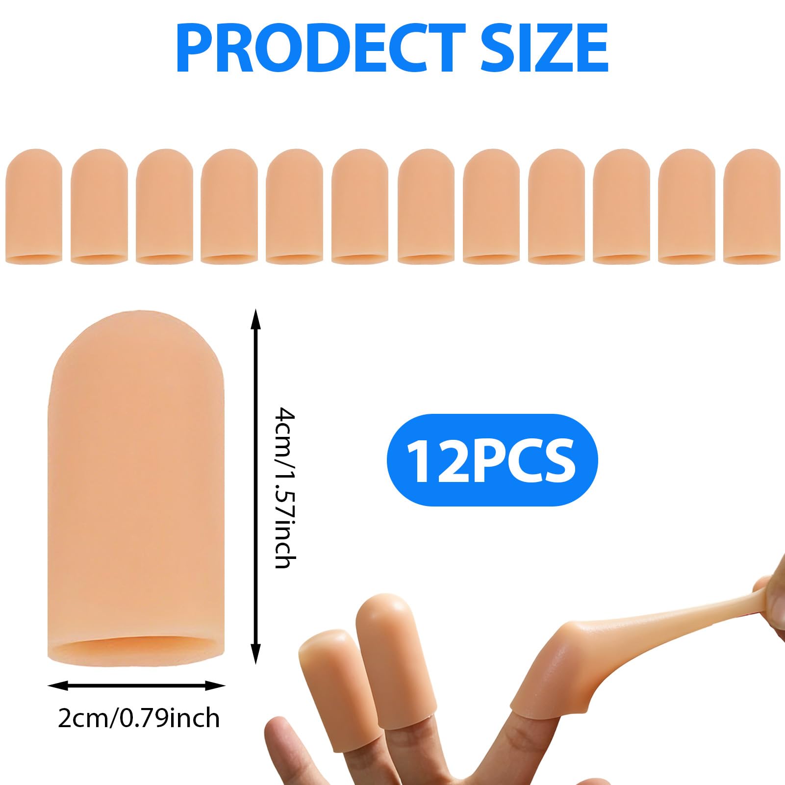 Protège-Doigts en Silicone, 12 PCS Pansements Doigts, Protection Contre Les blessures aux, Protection du Bout des Doigts Imperméables, Convient au Pouce(Couleur Chair)