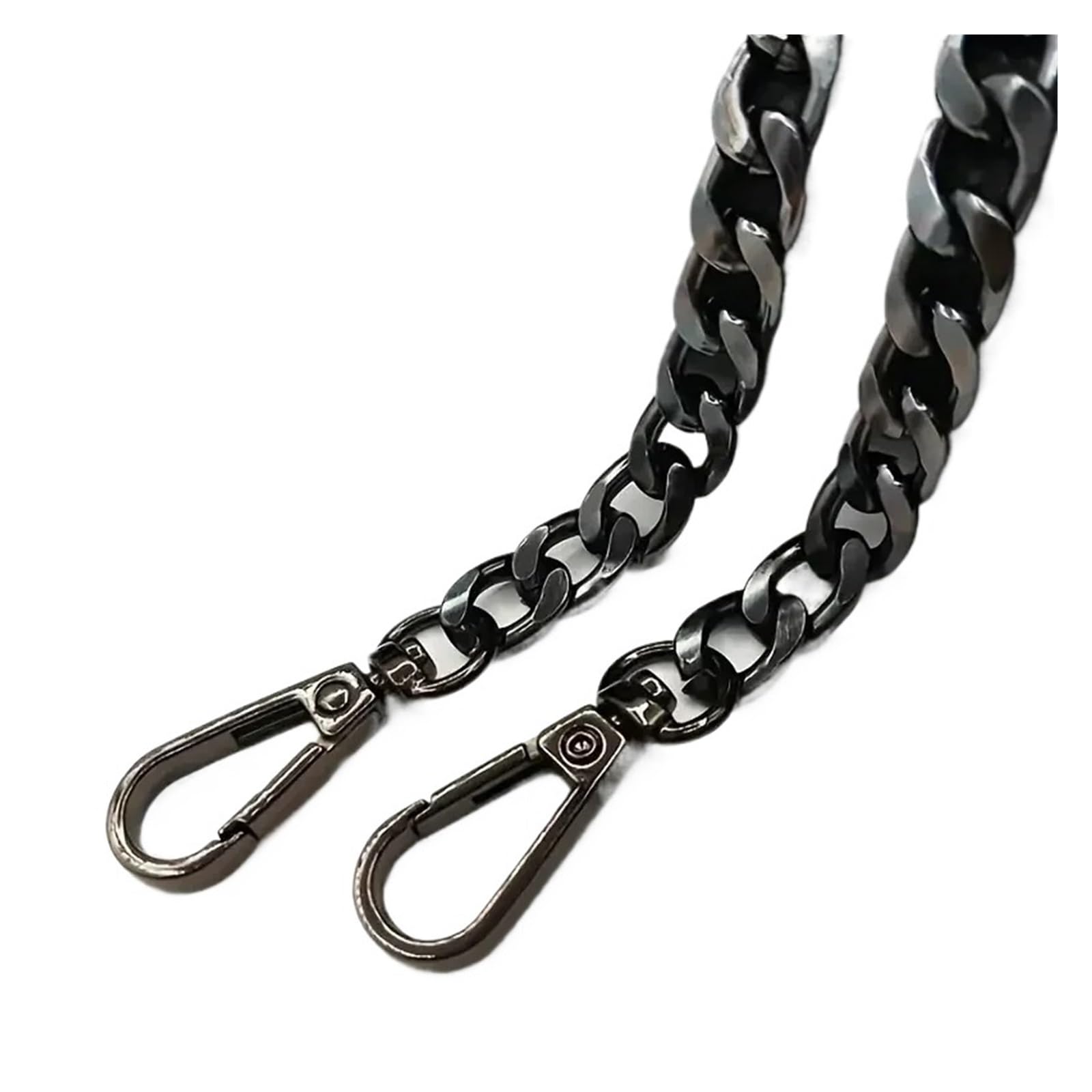 Chaîne de sac en aluminium 120cm lot de 2 poignées noires pour bandoulière bricolage
