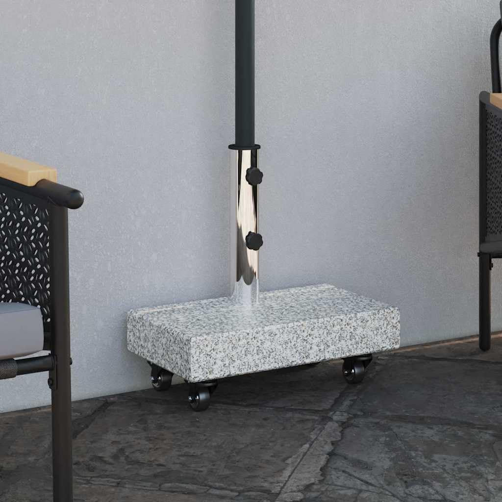 Supporto per ombrellone grigio in granito, 45 x 25 x 45 cm, con ruote, stabile, per giardino, balcone, terrazza, base pesante, resistente alle intemperie e facile da spostare