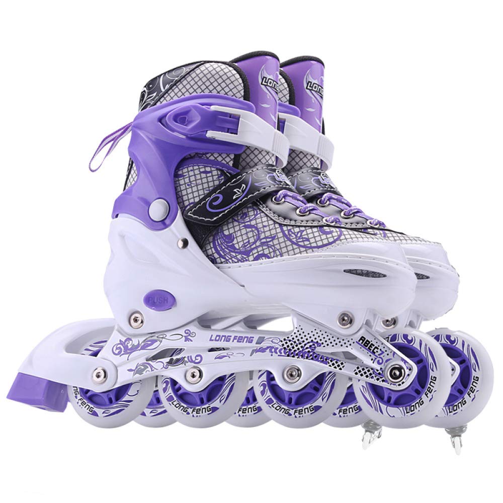 WuJiPeng Inline Skates With 8 Lights Up LED Wheels Outdoor 4 Size Adjustable Roller Skates For Kids Women Men