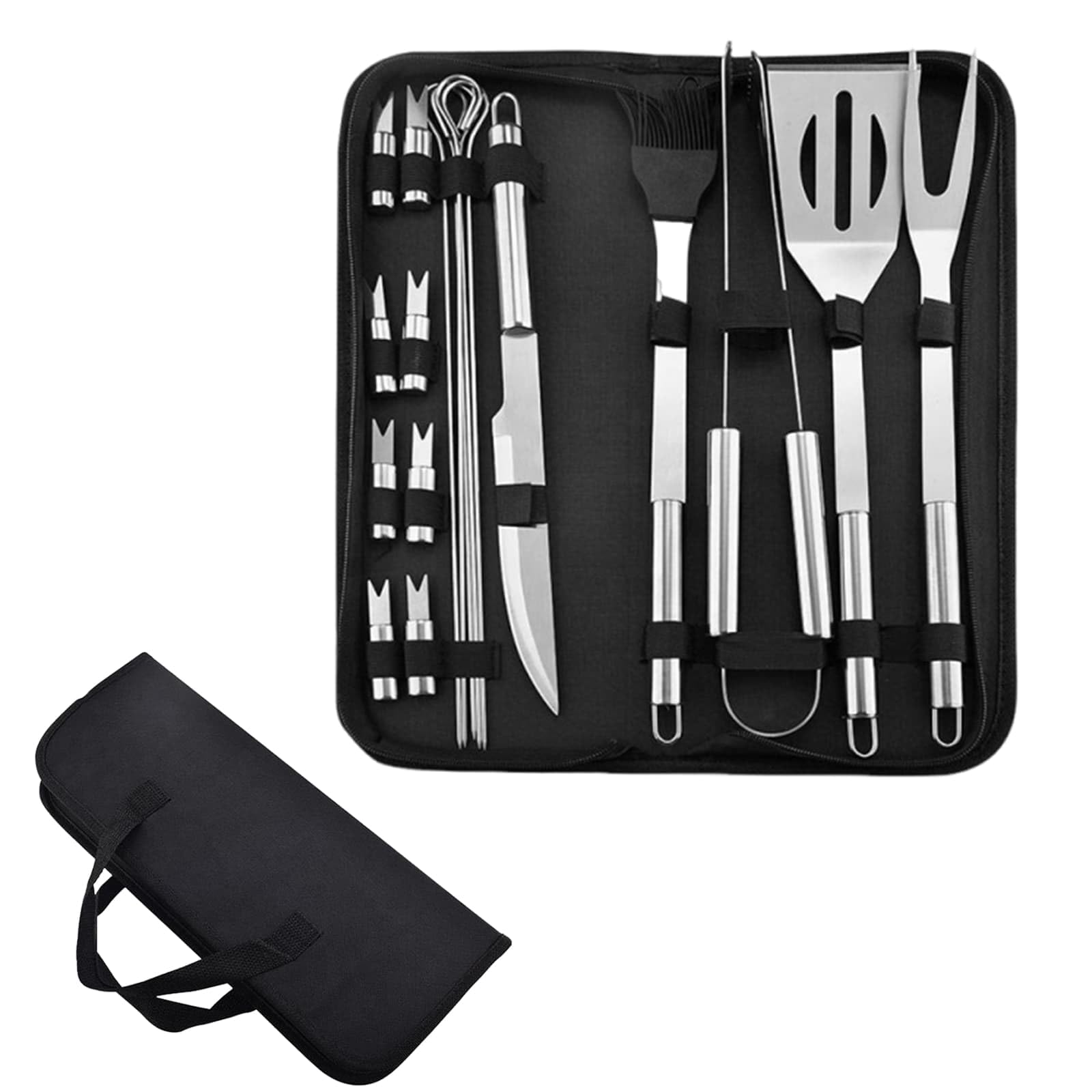 Barbecue Tool Set 18pcs, Portable Stainless Steel Barbecue Tool Set