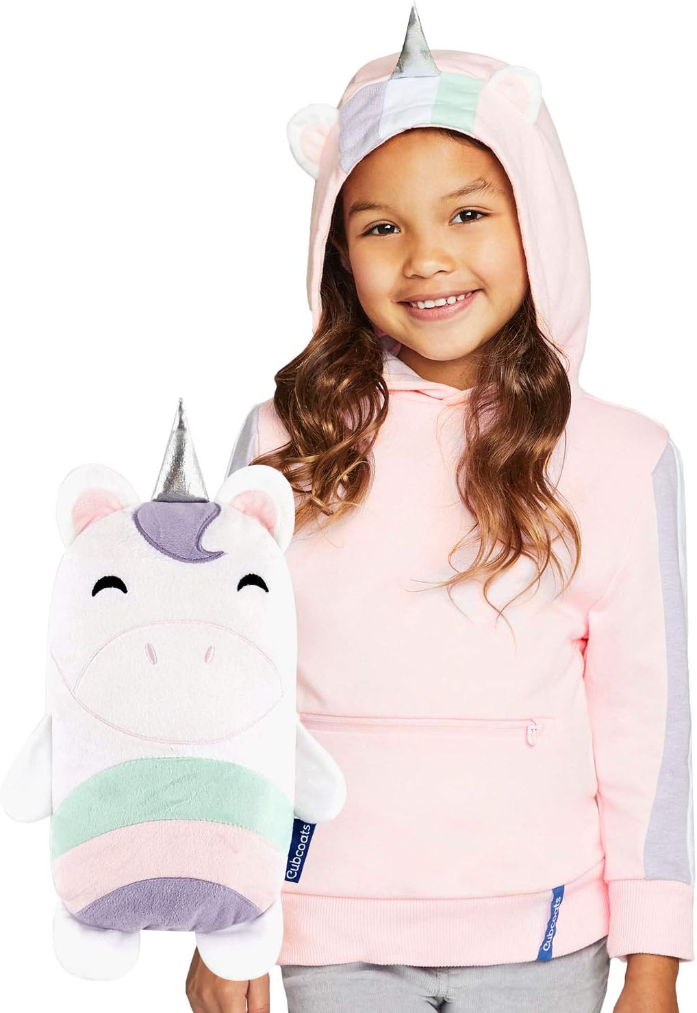 Cubcoats Uki The Unicorn - 2-in-1 Transforming Hoodie and Soft Plushie - Pink and White