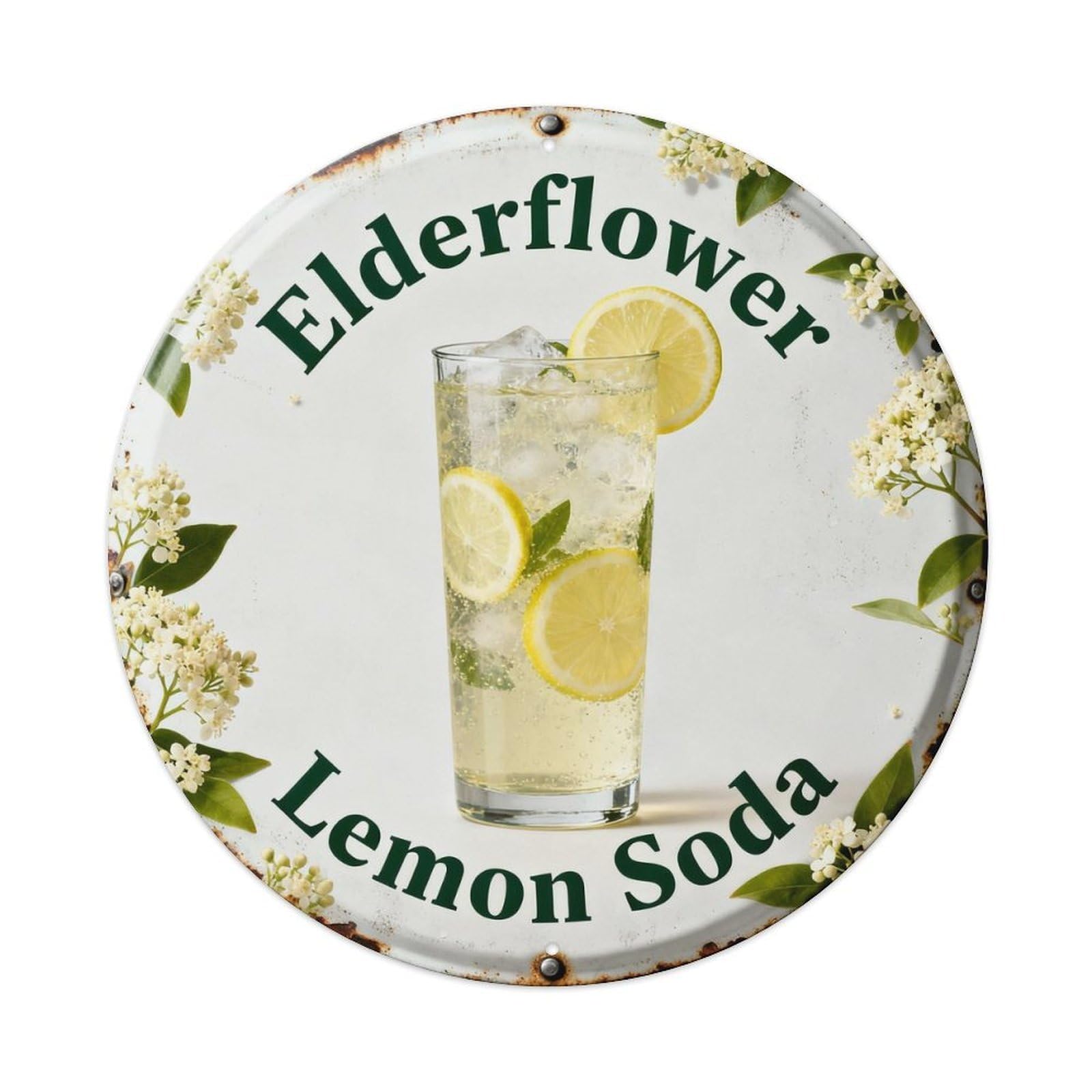 Elderflower Lemon Cocktail Metal Tin Sign Plaque
