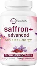Saffron+ Advanced Supplements, 60 Veggie Capsules | 10-in-1 with Saffron Extract, High Absorption Fat-Soluble Vitamin C, Magnesium, Turmeric & KSM-66 Ashwagandha| Mood & Energy Support* | Filler Free