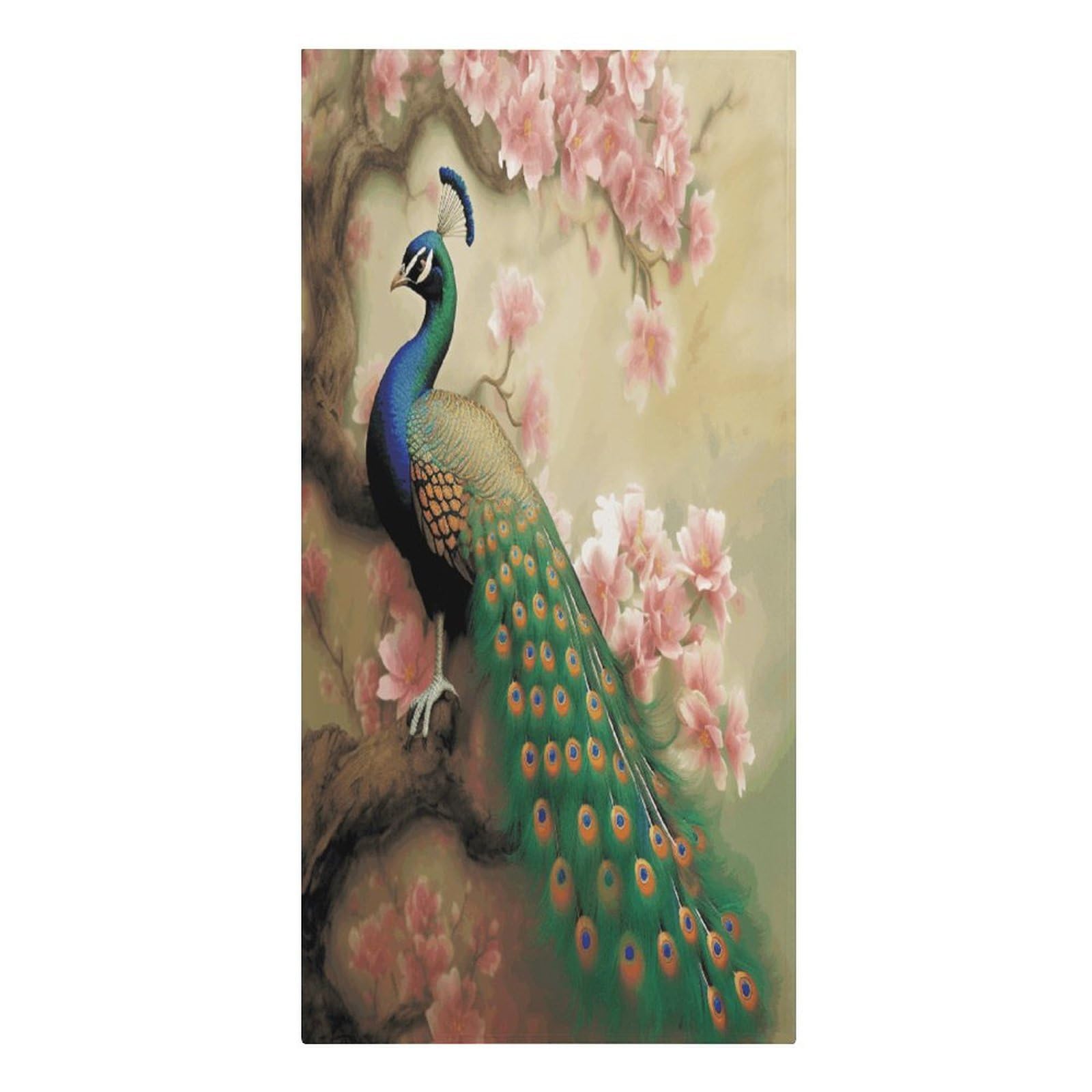 VstaDank Oriental Peacock on Flower Tree Beach Towels 30"x61" Microfiber Super Absorbent Large Bath Towels Cozy Soft Swim Travel Towel Quick Dry Thin Pool Towel Beach Accessories for Outdoor Adult