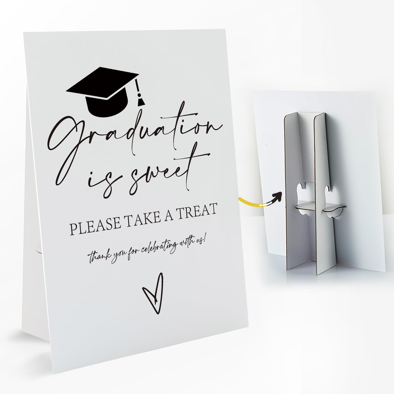 Photo 1 of 1 PCS Graduation Dessert Buffet Table Sign with Stand, 8 x 11 Inch, Graduation Candy Bar Table Toppers Sign for Graduation Party, Congrats Grad Party Decorations Favors Supplies-G01