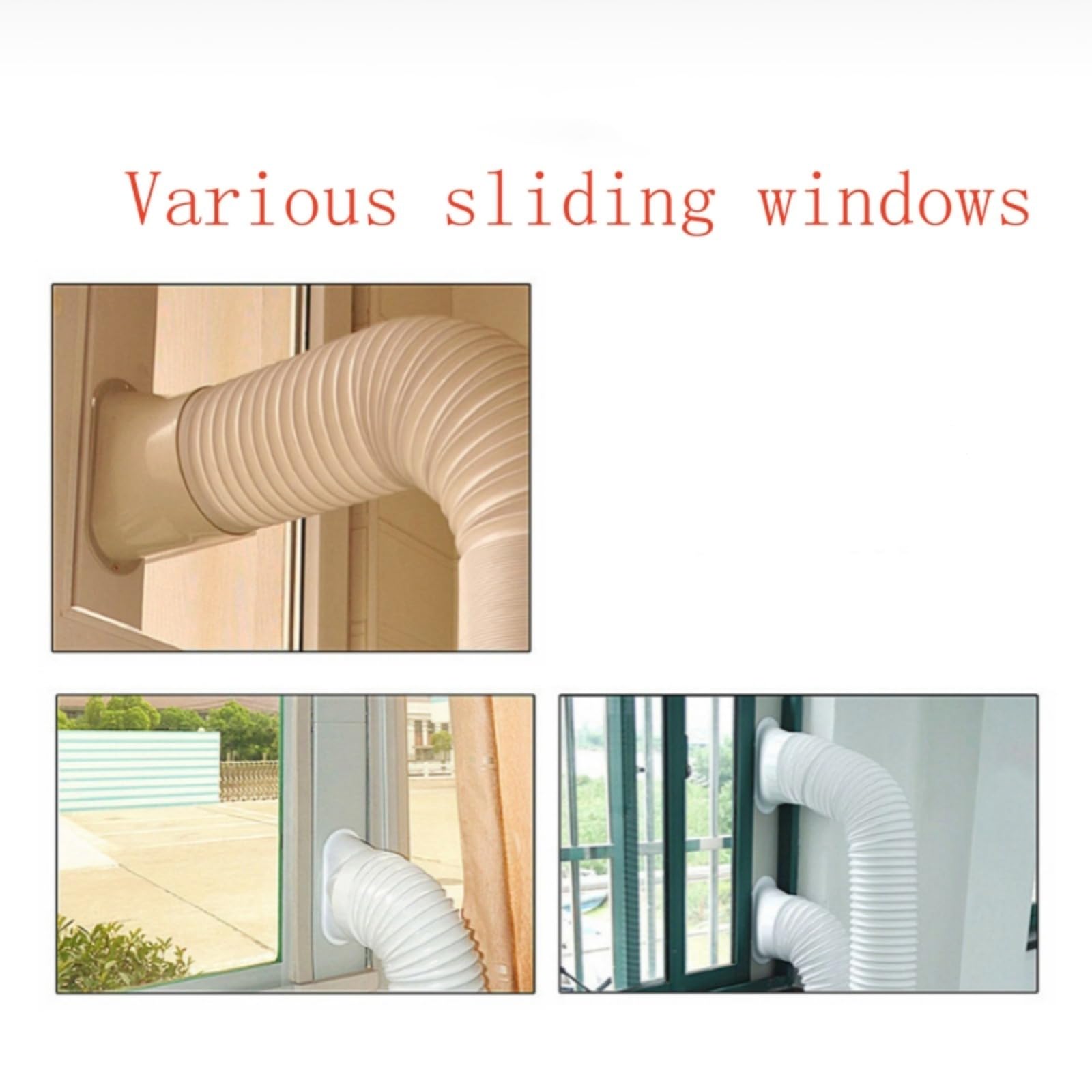 Kit Scorrimento AHHZYYS per Finestre Elastiche, Tenuta Universale per Aria Condizionata Portatile con Tubo di Scarico e Accoppiatore - Sistema Ventilazione AC Regolabile