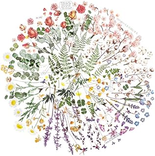 metagio 12 Sheets Scrapbooking Stickers, DIY Flower Stickers Self-Adhesive Cute Sticker for Album Calendars Planner