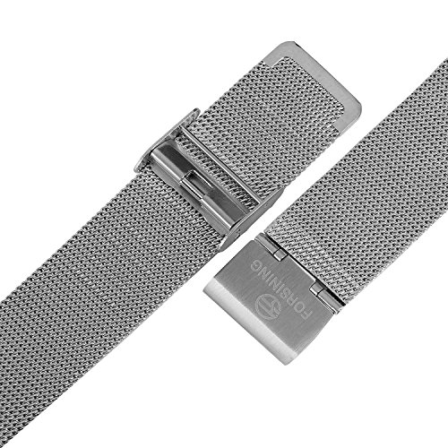 Image of FORSINING Men's Popular Mechanical Hand-Wind Ultra Thin Stainless Steel Bracelet Mesh Skeleton Watch