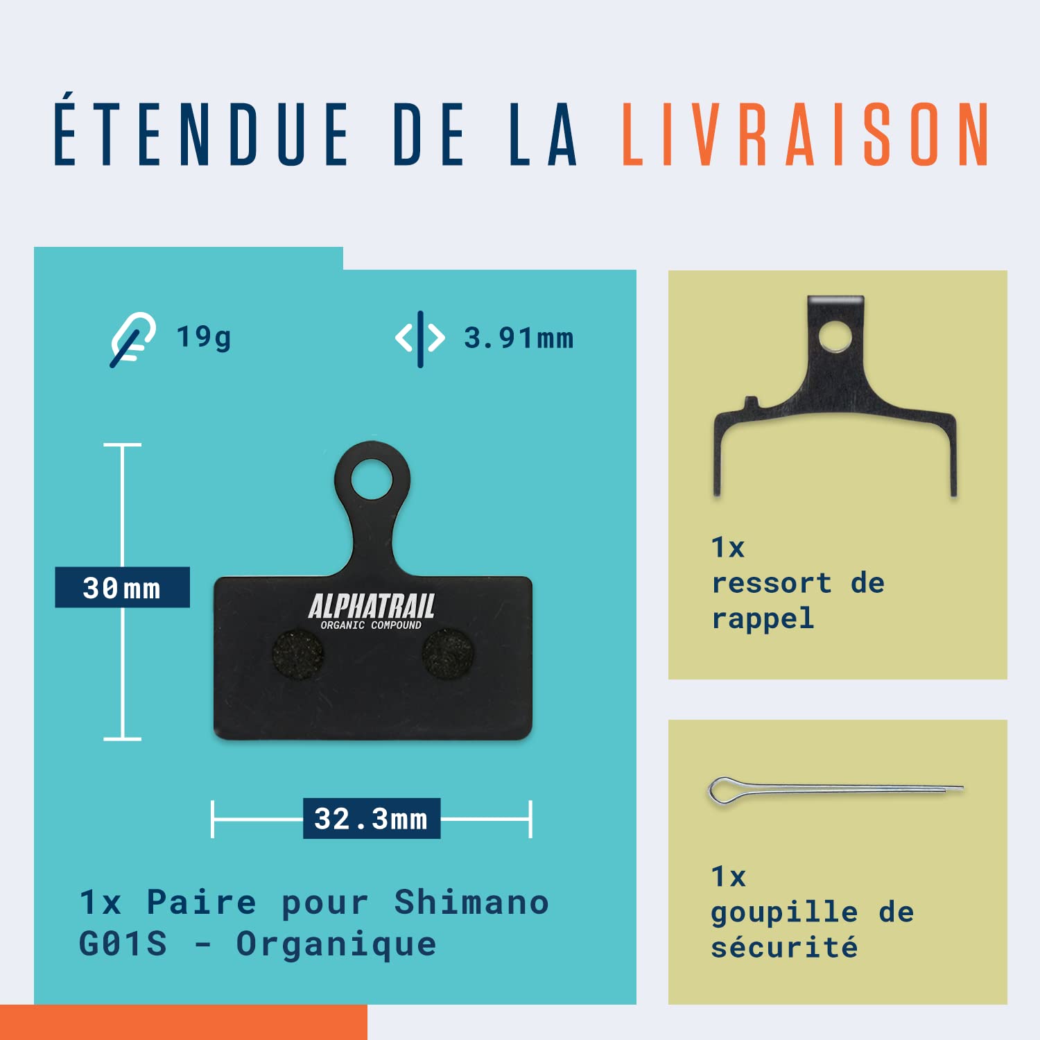 Alphatrail Plaquettes de Frein – pour Freins Shimano B01S I Plaquette de Frein Organique et frittée pour VTT avec Haute Puissance de freinage et kilométrage 100% Compatible avec Les Freins Shimano