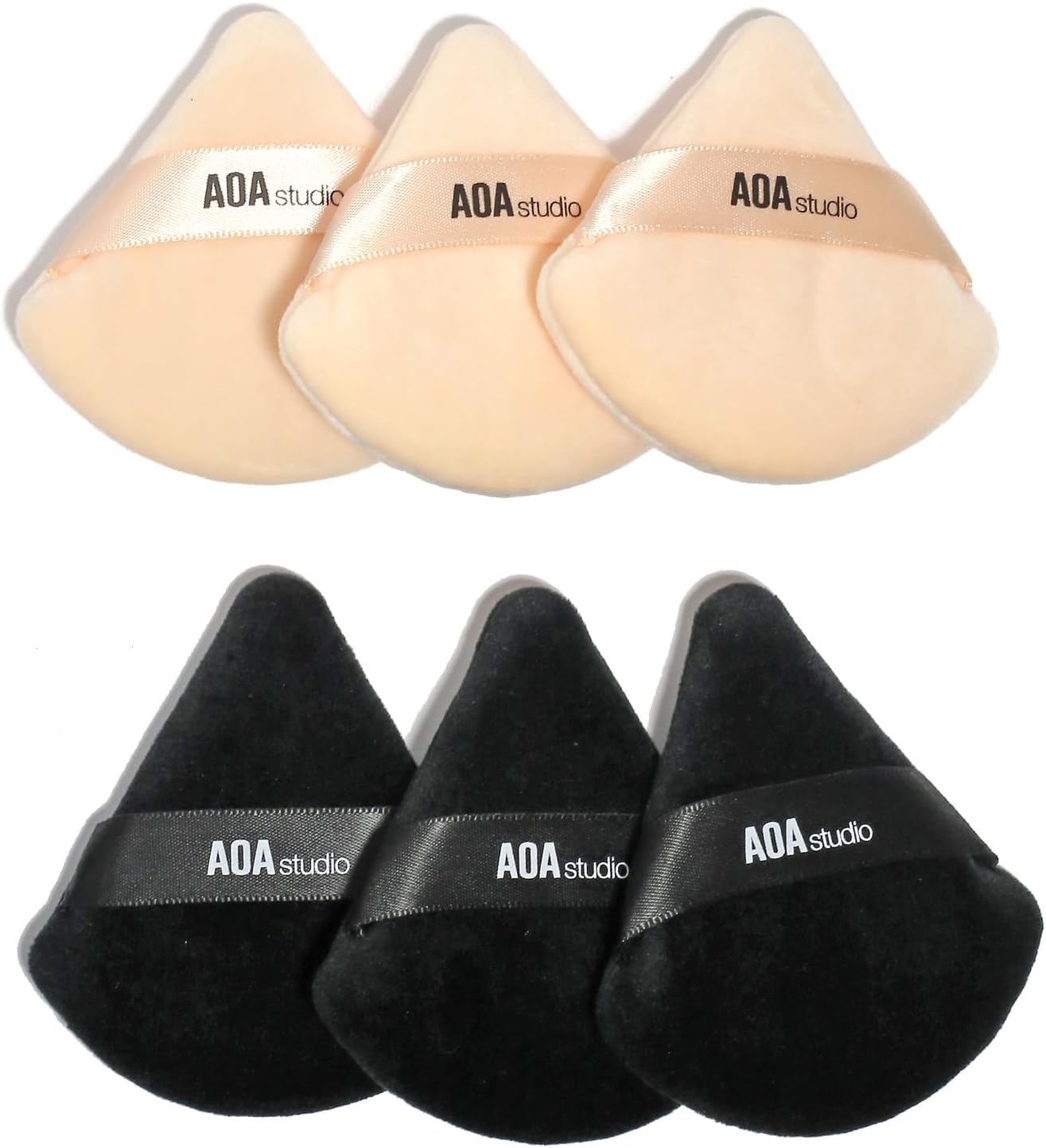AOA Studio Velvet Puffs Makeup Puff Set of 6 Loose Powder Body Powder, Velour Makeup Blender Sponge Foundation Blending Sponges Set Beauty Makeup Tools(Black/Peach)