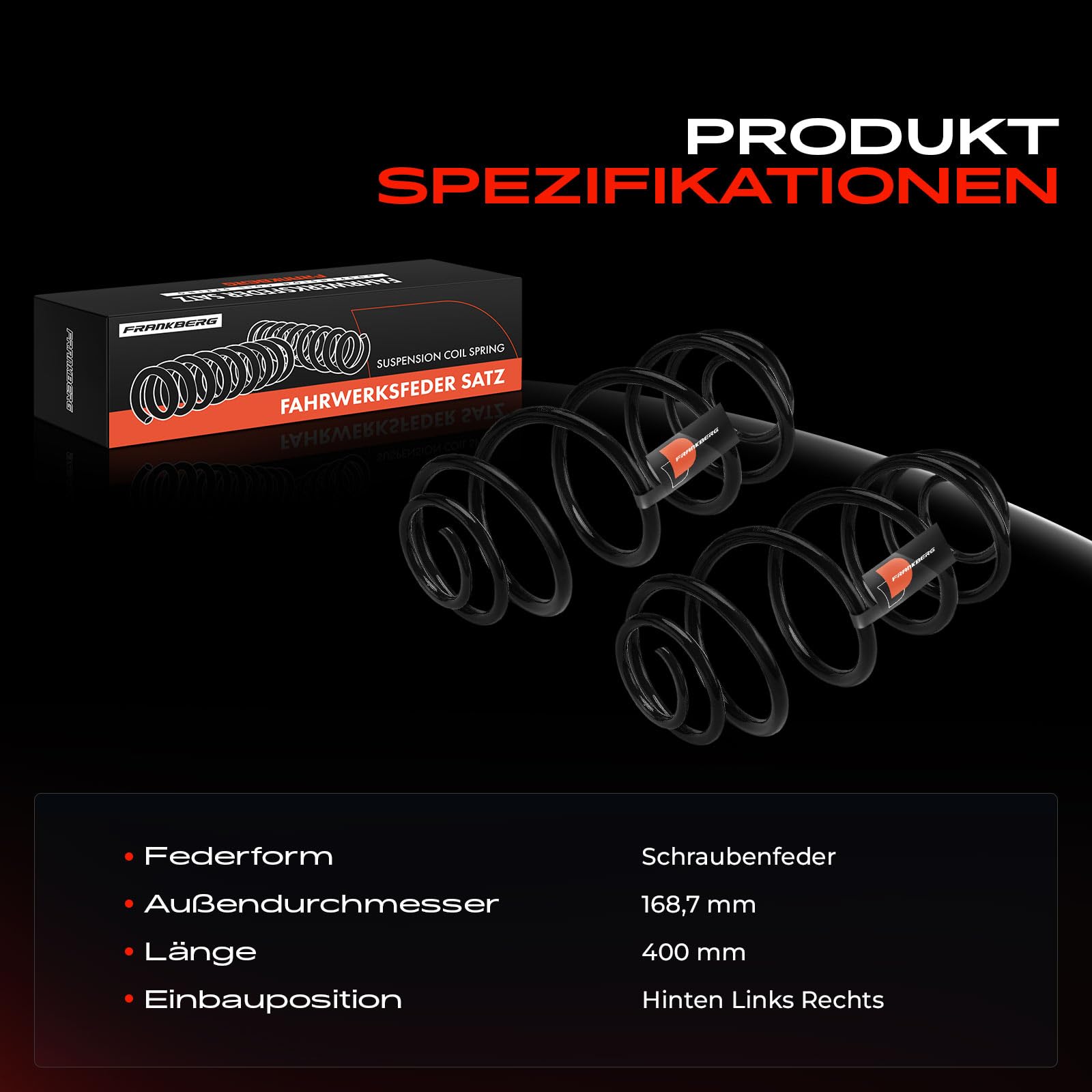 Frankberg 2x Ressort de suspension Arrière gauche Droite Compatible avec Classe V W447 2014-2025 Remplacer# A4473240700,4256928