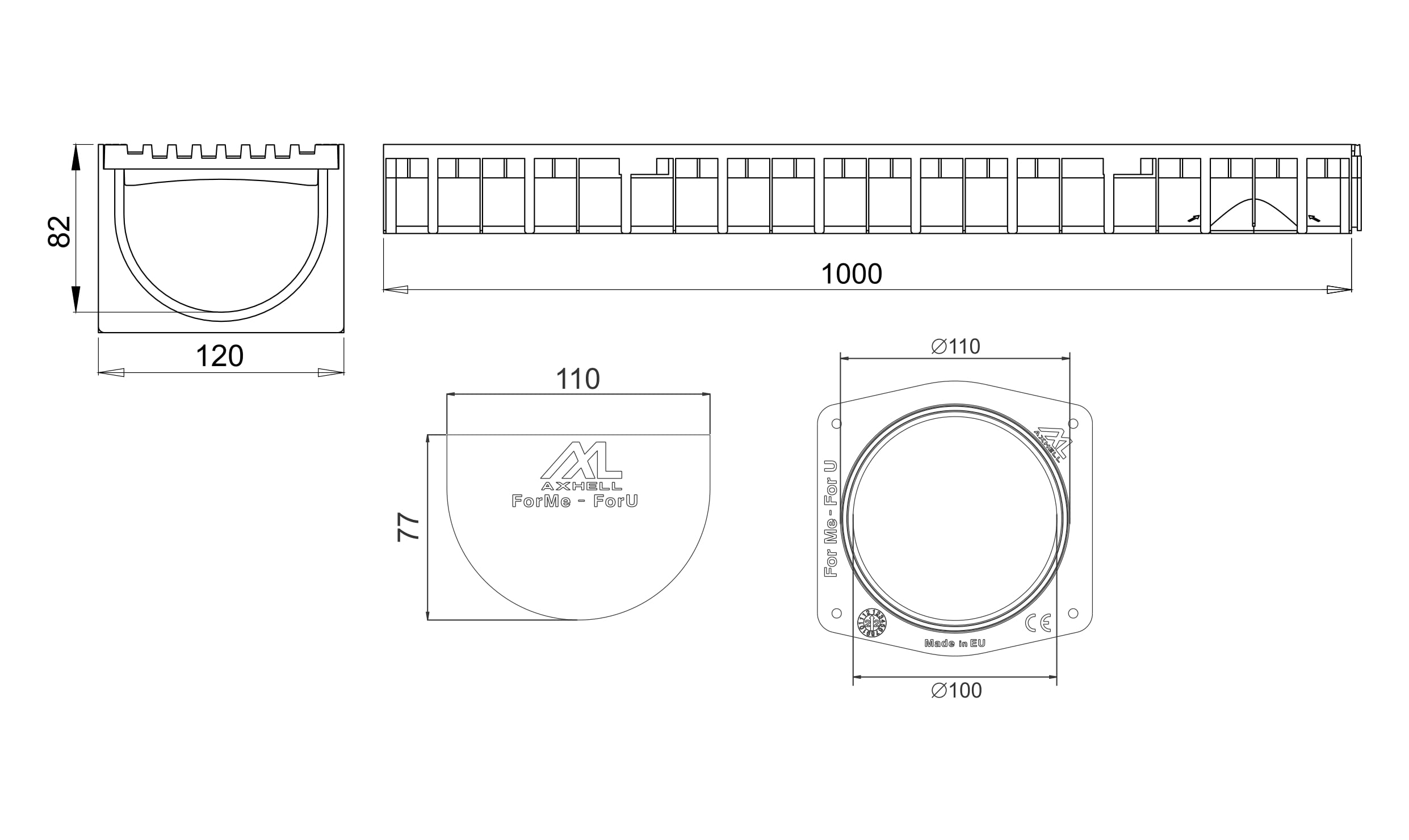 Canaletta Scolo Acqua Piovana AxHeLL - Grigia, Acciaio Zincato, 1mt X 120mm (Confezione Da 3) - Foto 4