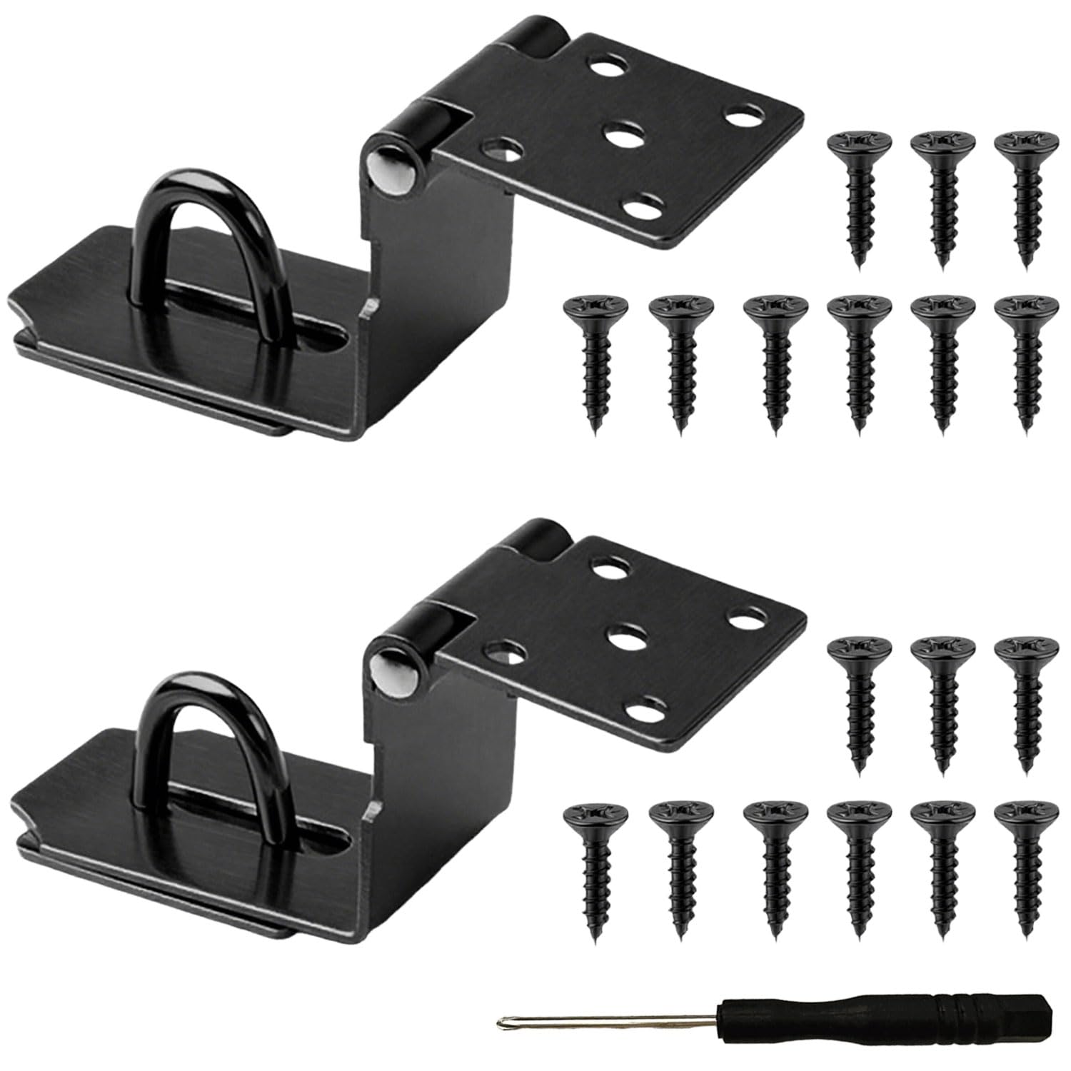 Wopanxye 2 Pack 90 Degree Black Padlock Door Clasp, 4 Inch Security Lock Hasp, Stainless Steel Gate Latch for Garden Wooden Shed Barn Door, Closets, Cabinets, Pet Cage, Storage Box