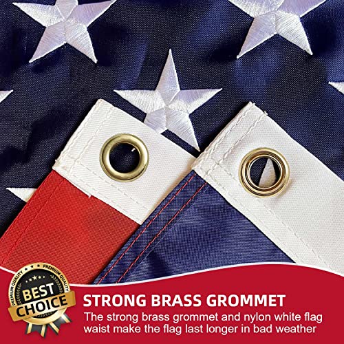 This American Flag 4X6 Ft Outdoor 100% Made In Usa Embroidered Stars, Heavy Duty Nylon,Sewn Stripes, Stronger Brass Grommets,Perfect For Outside, Us Flags #TOP1