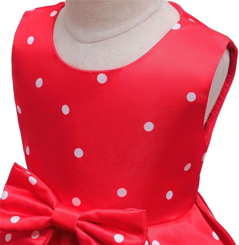 Dressy Daisy Polka Dot Fancy Party Dress for Girls Halloween Princess Costumes Birthday Christmas Party Outfits Red White