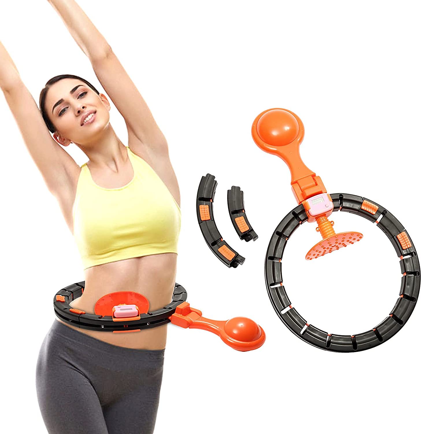 VDHJA Adjustable Fitness Exercise Tire Hula Hoop with Inertia Ball Smart Count Loop with Adjustable Slimming Exercise Men and Women Slim Waist and Belly Weight Loss