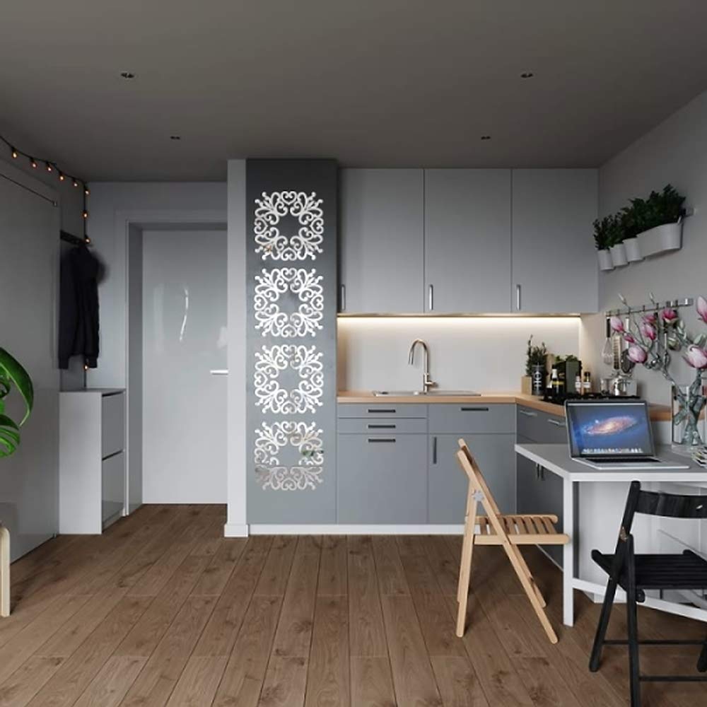 Autocollant mural miroir 3D acrylique fleurs pour habillage de fond TV et salon chic