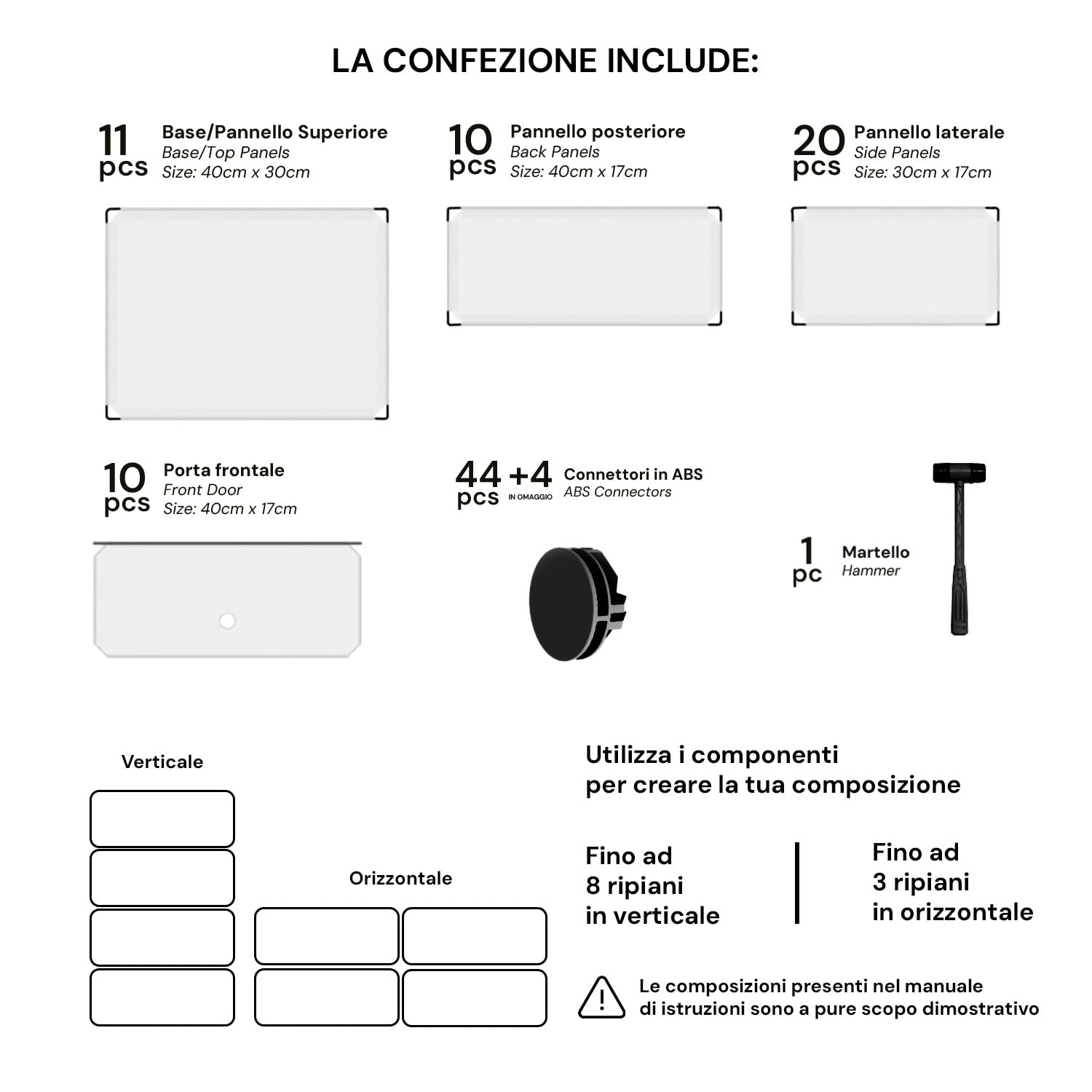 Avilia Scaffale 10 Ripiani Modulabili Impilabili 40x30x17 cm – Struttura Componibile Salvaspazio in Plastica Opaca Resistente per Casa, Ufficio, Guardaroba e Ripostigli