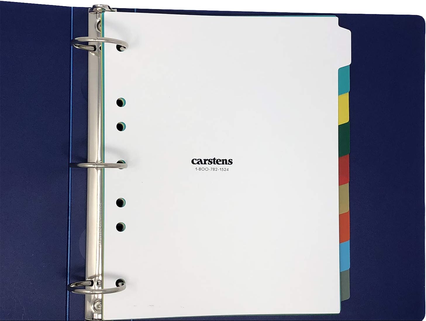 Carstens Heavy Duty Plastic Dividers, 9-Tab, Multi-Color, Blank, for Side-Opening 3-Ring Binders, 1 Set