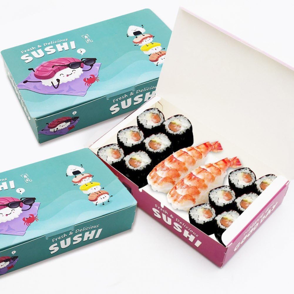 Scatole per Alimenti Asporto 100 Pezzi Scatole per Salumi Piccoli Contenitori per Sushi Palline di Riso Contenitori Asporto Fornitura di Imballaggi per Ristorante