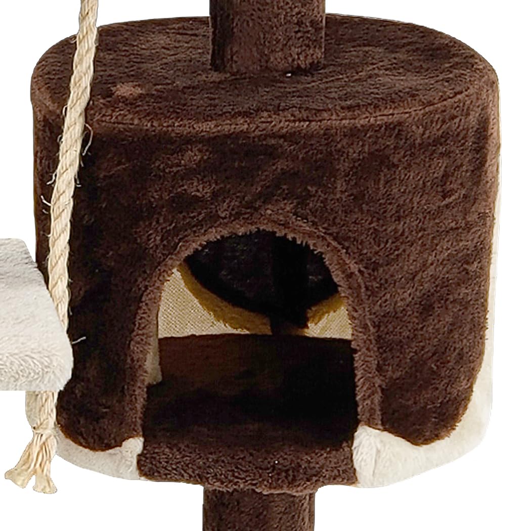 Beltom® TIRAGRAFFI per Gatto Alto 112 CM Parco Gioco Giochi GRAFFIATOIO SISAL Cuccia Albero Gatti Tira Graffi Palestra - Marrone-Beige
